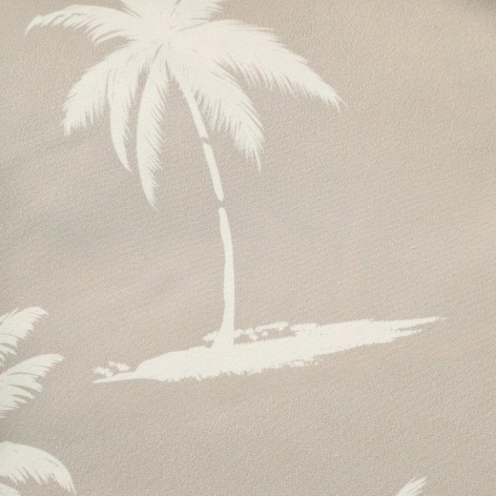 Khaki Vacation Style Men's Palm Print Shirt - Picture 5 of 6